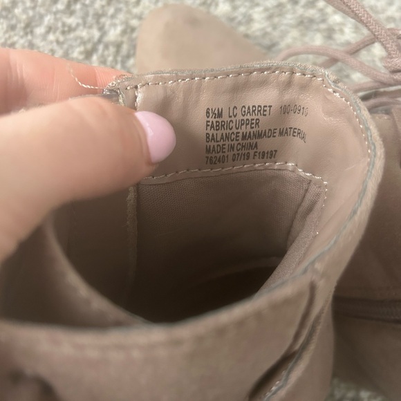 Tan Lace Up Boots with Suede Finish and Chunky Heel - Picture 3 of 3